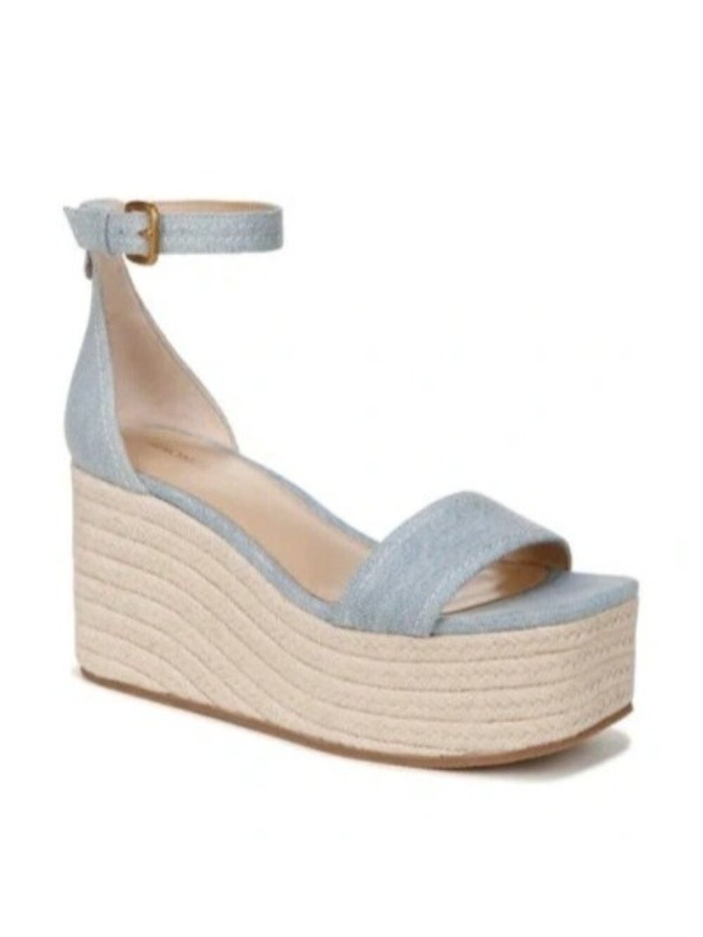 NEW Veronica Beard Gianna Platform Wedge Sandals Chic Denim Retro Womens 9